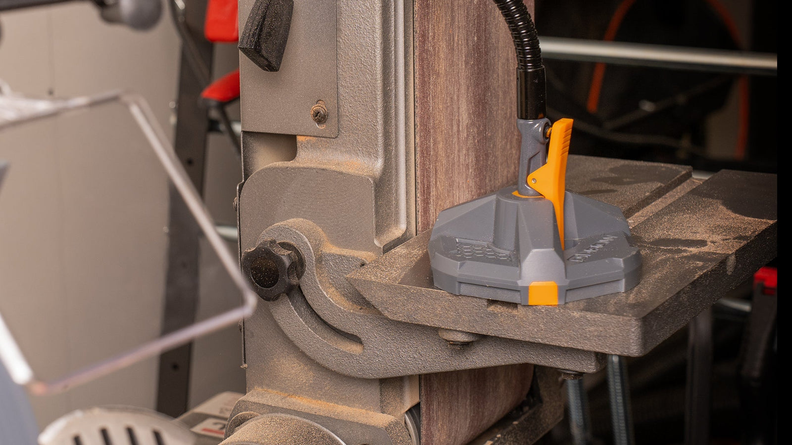 The IQ Vise System holding a piece of sheet metal.